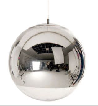 Lamp. Colg. Globo 1E27 D40Cm Cromada+Blanco