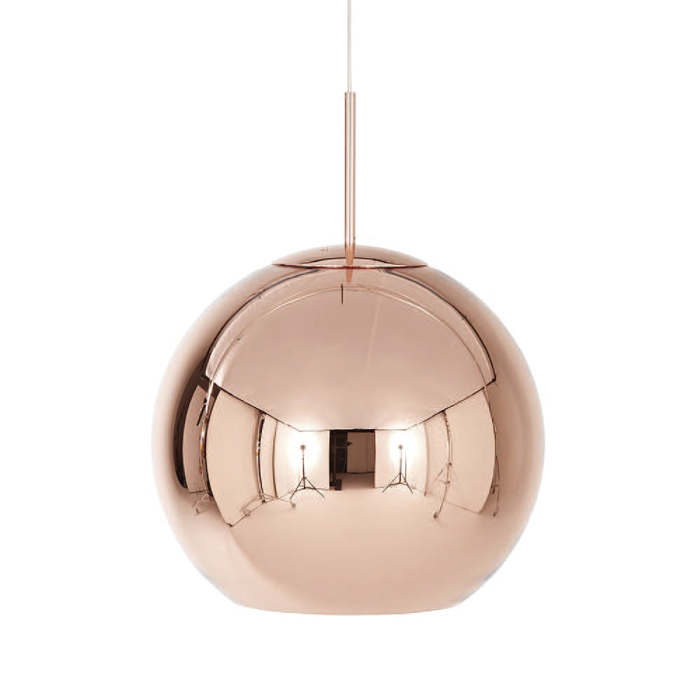 Lamp. Colg. 1L E27 Red. Vidrio Cobre D250mm