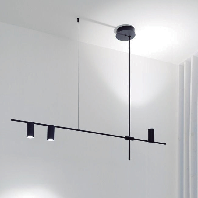 Lamp. Colg 3L GU10 T/L Negro Iron 142Cm