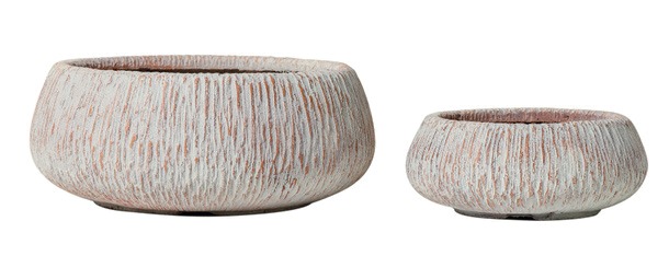 Maceta Fibra Barro Redonda Textura Rayas Terracota Envejecido Mediana (52x52x21)cm NP037