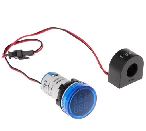 [080192 | AD-22DAMP/B] Luz Pil. Led Amperimetro Azul 0-100A 22Mm Cnc
