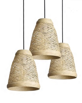 [181914 | DD-7121] Lamp. Colg. 3L E27 Cuerda Hoja De Papel (260X250Mm)