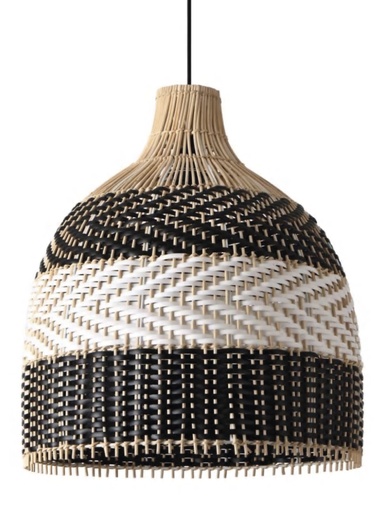 [181915 | DD-7165] Lamp. Colg. 1L E27 Rattan+Bamboo Natural+Metal (460X520Mm)
