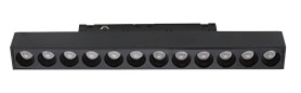 [183100 | TX0340B-12] Lamp. Magnetica Led Fija Luz Puntual Alum. Negro 12Lx1w 3k 24gr. 48v (222x22x43)mm IP20