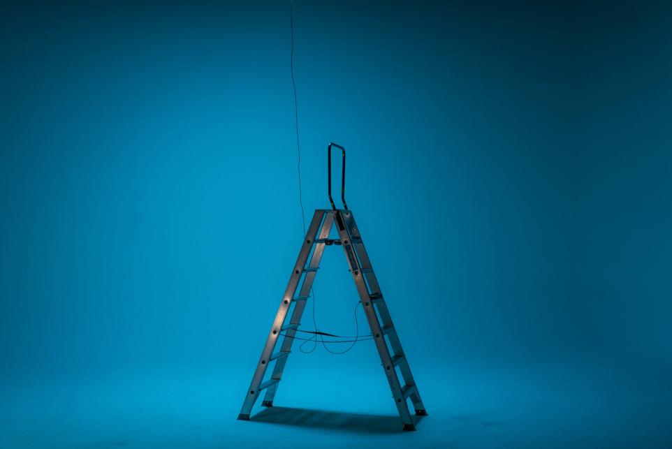 black A-frame ladder