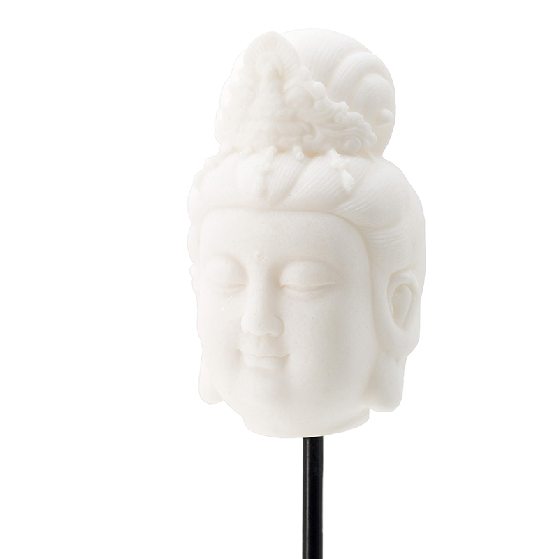 Busto De Buda Con Pedestal Tipo Marmol Color Blanco