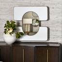 Espejo Ovalado Con Doble Marco De Vidrio Blanco 86x86