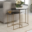 SET2 MESAS DE METAL DORADO CON TOP NEGRO