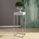 Mesa Alta De Metal Negro Con Top Tipo Cemento