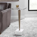 MESA DE METAL DORADO COCTELERA CON TOP DE VIDRIO