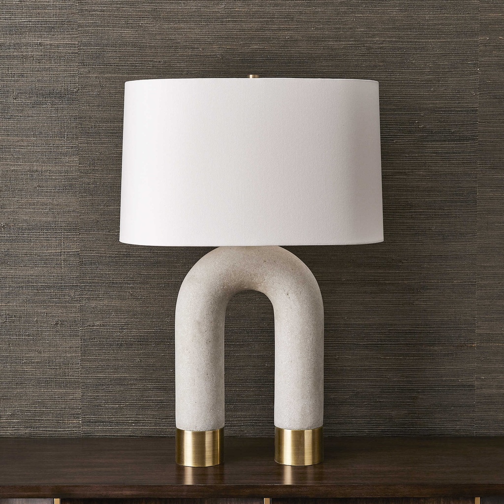 Lamp.Mesa Tipo Marmol Blanca En Forma De U 
