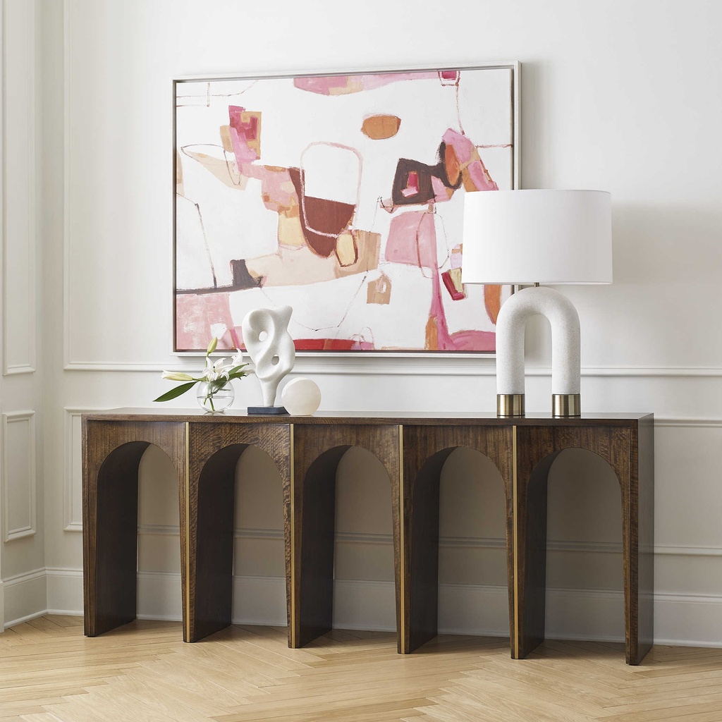 Lamp.Mesa Tipo Marmol Blanca En Forma De U 
