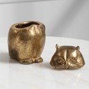 Cofre De Metal Dorado En Forma De Buho
