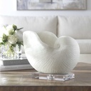 Figura Moderna De Caracol Blanco Con Base De Cristal