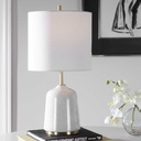 LAMPARA DE MESA DE CERAMICA BLANCA
