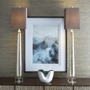 LAMPARA DE MESA DE VIDRIO MERCURIZADO CON PATALLA GRIS
