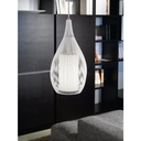 LAMP. COLG. 1L E27 T/JAULA RAZONI ACERO BLANCO+VIDRIO OPAL (1300X190MM)