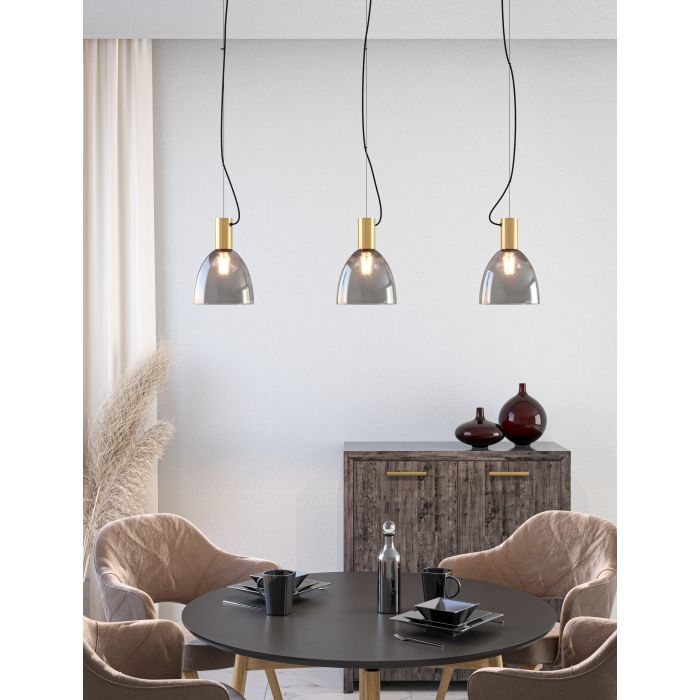 LAMP. COLG. 3L E27 LEBALIO COPA SMOKE+METAL DORADO (1100X195MM)