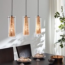 LAMP. COLG. 3L E27 PINTO PANTALLA DORADA + VIDRIO CLARO (1100X725MM)