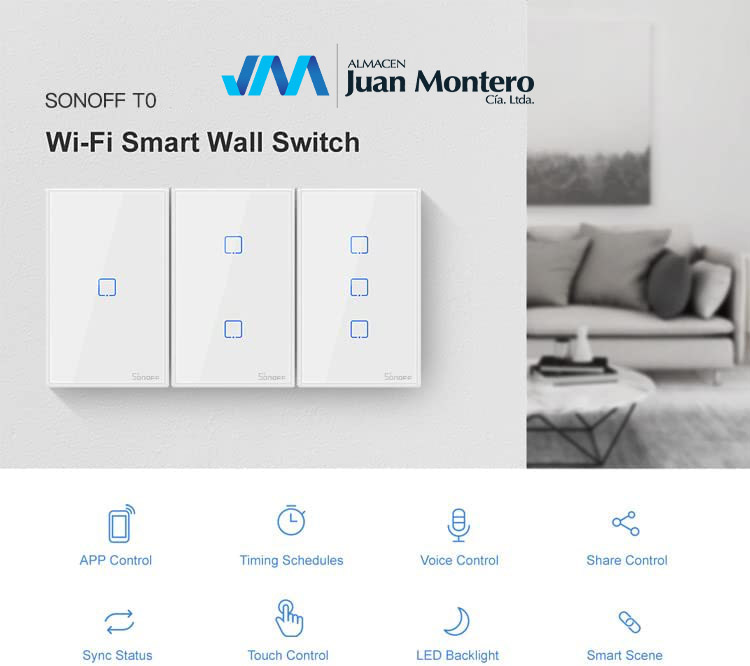 INTERRUPTOR TACTIL WIFI 2L DOBLE BLANCO