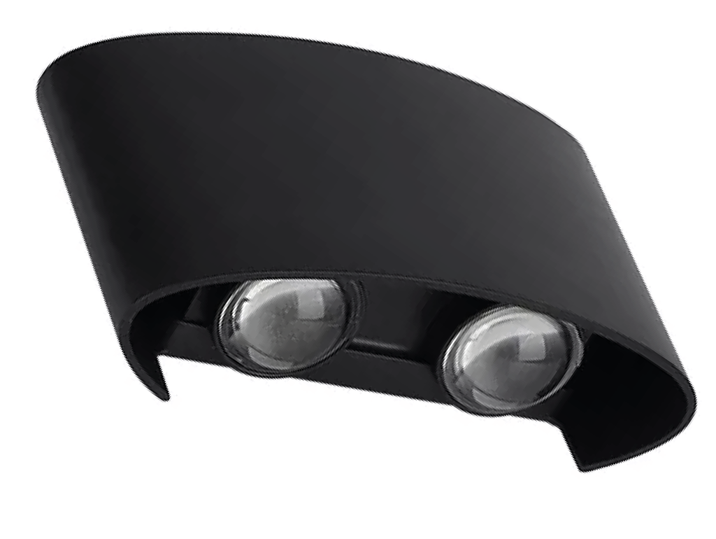 Aplique Pared Led Bid. Ext. Alum. Negro 4W 3K (85-265)v (120x80x35)mm 400lm IP54