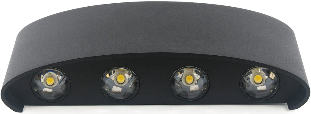 Aplique Pared Led Bid. Ext. Alum. Negro 8w 3k (85-265)v (220x90x50)mm 800lm IP54