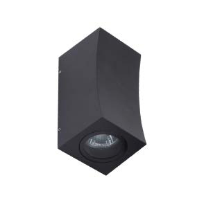 Aplique Pared 2L Gu10 Bid. Ext. Rect. Negro (80X80X150Mm) Ip54