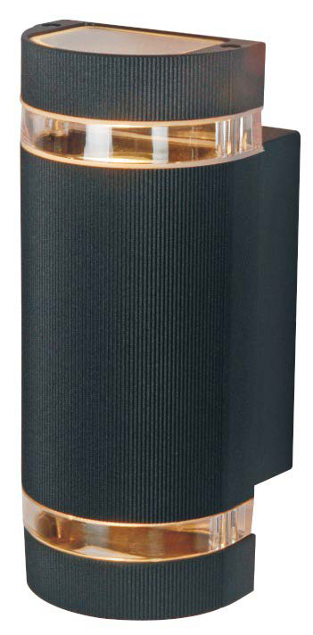 Aplique Pared 2L Gu10 Bid. Ext. Media Luna Negro (260X100Mm) Ip54