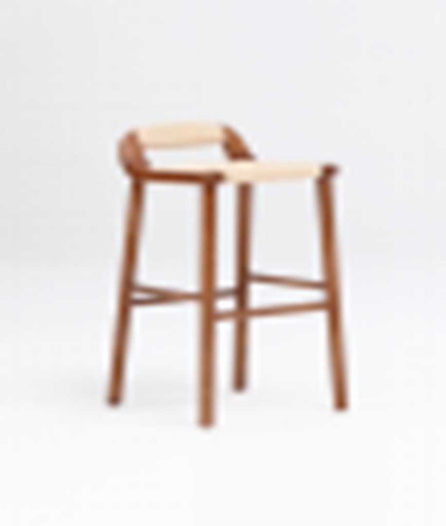 Silla Taburete Mad Nogal Claro+Cuerda Tejida 42X48X85Cm