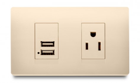 Toma Mixto Toma+2 Usb Marfil. Premium