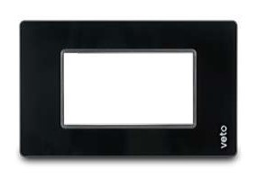 Placa Toma C/Bast Vidrio Negro Premium Stilo