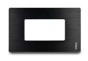 Placa Toma Aluminio C/Bast Negro Premium Stilo