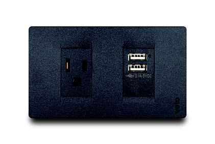 Toma Mixto Toma Usb+Toma Amer 2P+E Negro Premium