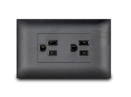 Tomacorriente Doble Amer. 2P+E Negro Veto Vive Basic