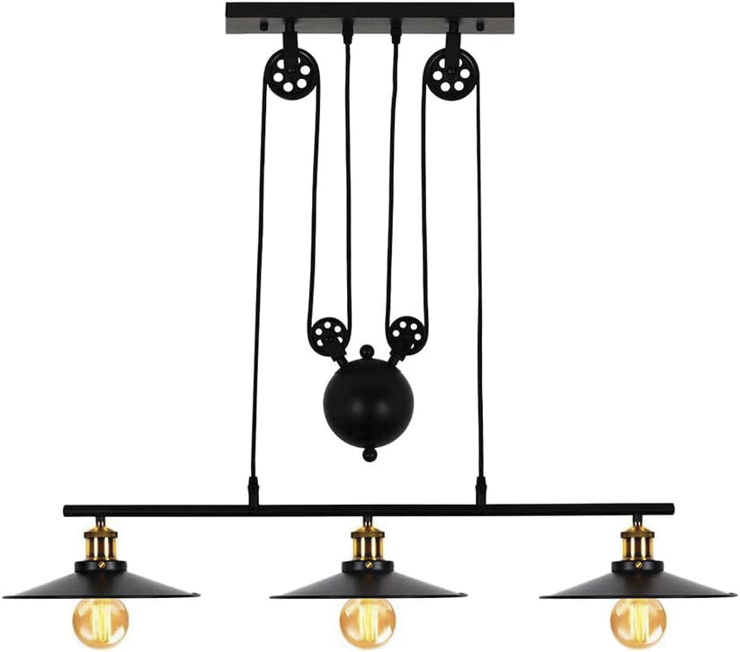 Lamp. Colg. 3L E27 T/Industrial Metal Negro (820X135Mm)