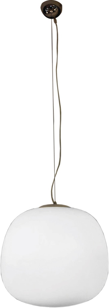 Lamp. Colg. 1L E27 Metal Cromo+Vidrio Opal T/Bola (D385Mm)