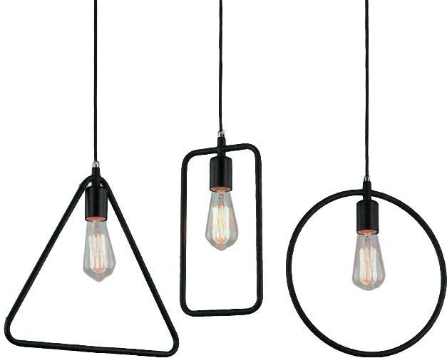 Lamp. Colg. Metal+Cable 1E27 Triangulo 36X36Cm