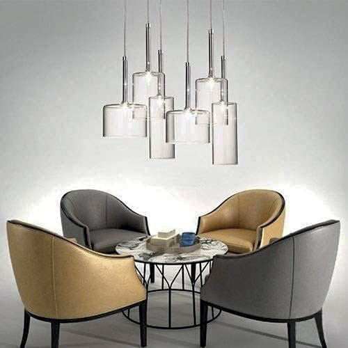 Lamp. Colg. 6L G4 Base Redonda Alum.+Vidrios (Ambar/Fume/Clear) D400mm