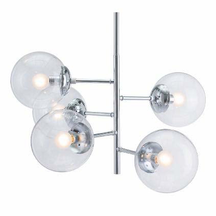 Lamp. Colg. 5L G9 Cromo/Vidrio Claro