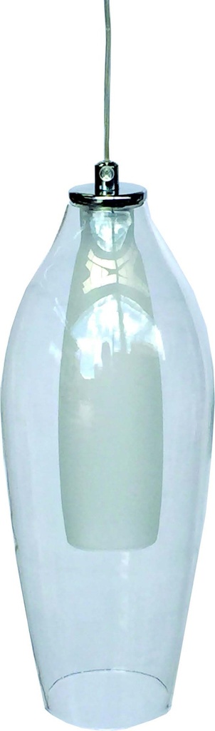 Lamp. Colg. 1G9 Vidrio Claro 27X11Cm