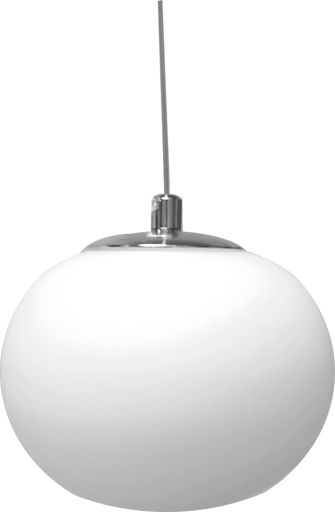 Lamp. Colg. 1L G9 Globo Achatado Vidrio Opal (D120Mm)