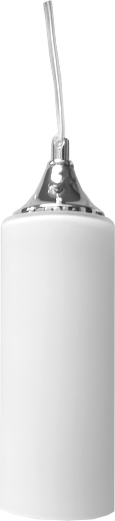 Lamp. Colg. 1L E27 Rectang. Alarg. Satin+Vidrio Opal (D90xH240)mm