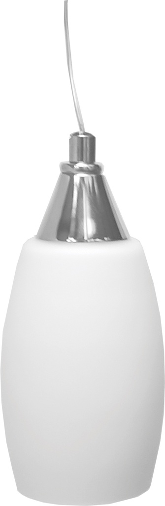 Lamp. Colg. 1L E14 Copa alarg. Satin+Vidrio Opal H160mm
