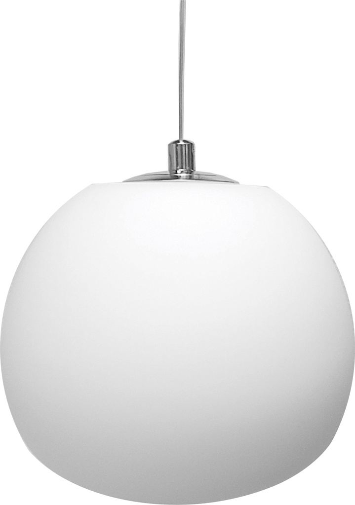 Lamp. Colg. 1L G9 Globo Achatado Vidrio Opal (150Mm)