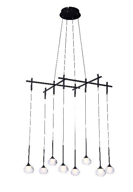 Lamp. Colg. Led Brazos Cruzados 8L 20W 3K 80X58X150Cm Negro