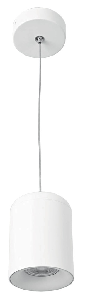 Lamp. Colg. 1L GU10 Cilindro C/Rejilla Alum. Blanco (D80xH110)mm