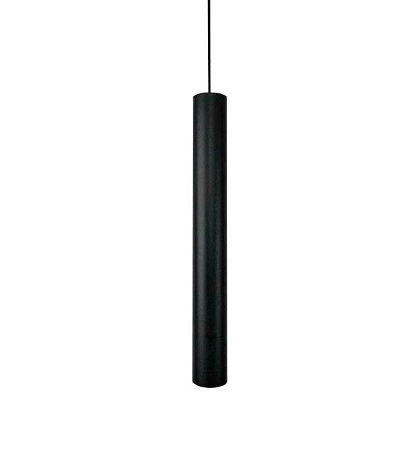Lamp. Colg. P/Riel 1L GU10 Tubular Alum. Negro+Plata (D55xH600)mm