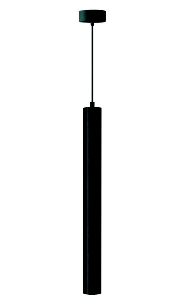 Lamp. Colg. 1L GU10 Tubular Alum. Negro+Plata (D55xH600)mm
