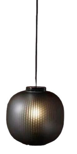 Lamp. Colg. 1L E27 Negro Metal+Fume Glass 24X27Cm