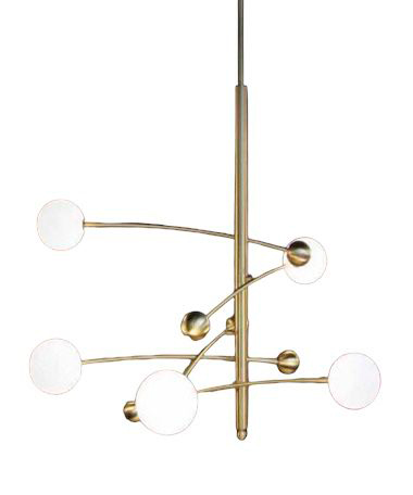 Lamp. Colg. 5L G9 Dorado Metal+Vidrio Opal (D900)Mm